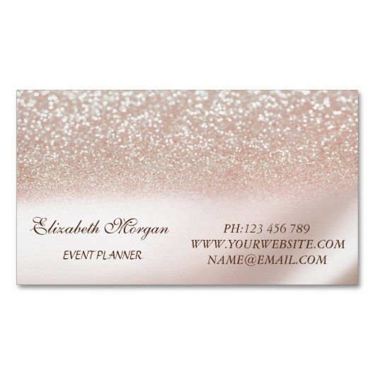 Elegant stijlvol modern glitter magnetisch visitekaartje (Voorkant)