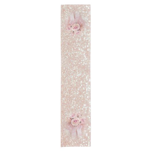 Elegant stijlvol, modern, glitterig, Rozen Korte Tafelloper (Voorkant)