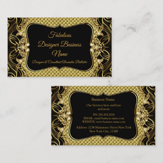 Elegant stijlvol, modern Gold Black Designer Visitekaartje (Voorkant / Achterkant)
