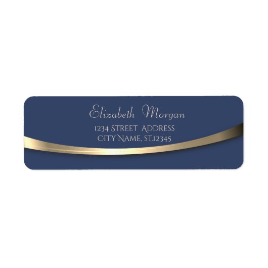 Elegant stijlvol, modern Gold Blue Etiket (Voorkant)