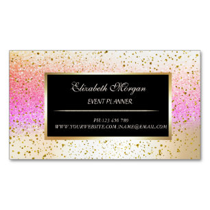 Elegant Stijlvol Modern Gold Confetti, Bokeh Lijst Magnetisch Visitekaartje