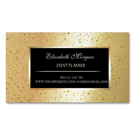 Elegant stijlvol, modern Gold Confetti, Lijst Magnetisch Visitekaartje (Voorkant)