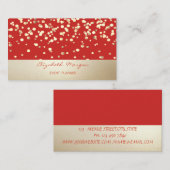 Elegant stijlvol, modern, Gold Confetti, rood Visitekaartje (Voorkant / Achterkant)