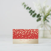 Elegant stijlvol, modern, Gold Confetti, rood Visitekaartje (Staand voorkant)