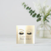 Elegant Stijlvol Modern, Gold Glitter Faux Lashes Vierkante Visitekaartje (Staand voorkant)