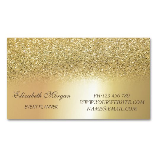 Elegant stijlvol, modern Gold Glitter Magnetisch Visitekaartje (Voorkant)