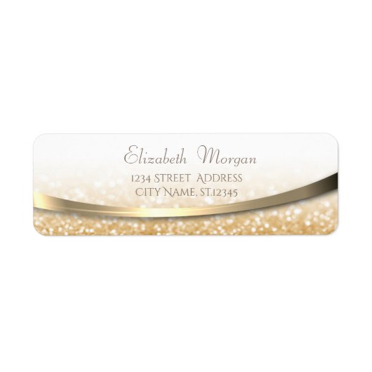 Elegant stijlvol, modern Gold Glittery Bokeh Etiket (Voorkant)