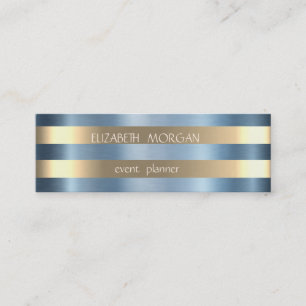 Elegant stijlvol, modern Gold Striped, blauw metal Mini Visitekaartje