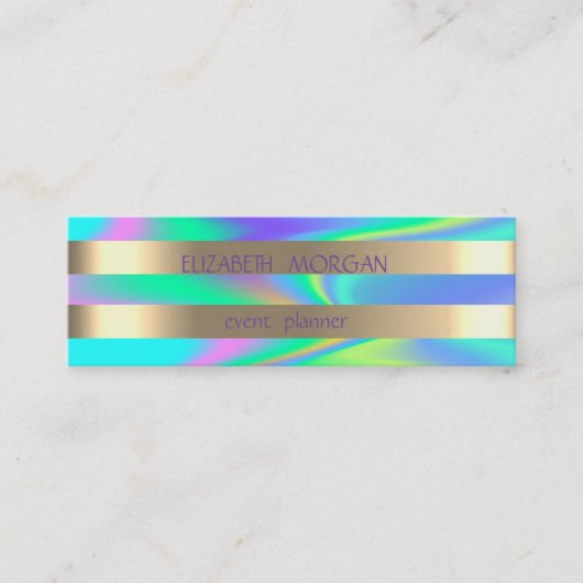 Elegant stijlvol, modern Gold Striped holographic Mini Visitekaartje (Voorkant)