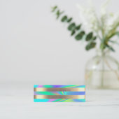 Elegant stijlvol, modern Gold Striped holographic Mini Visitekaartje (Staand voorkant)