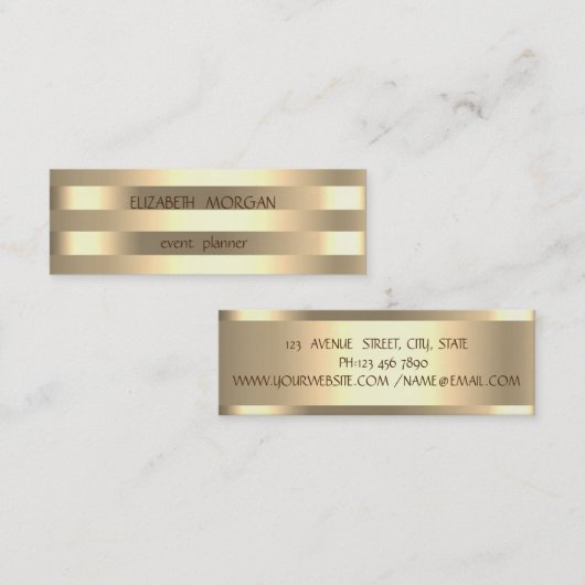 Elegant stijlvol, modern Gold Striped Mini Visitekaartje (Voorkant / Achterkant)