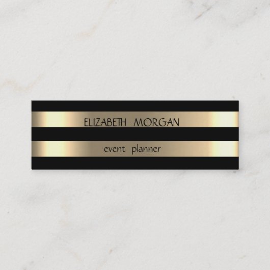 Elegant stijlvol, modern Gold Striped, zwart Mini Visitekaartje (Voorkant)
