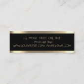 Elegant stijlvol, modern Gold Striped, zwart Mini Visitekaartje (Achterkant)