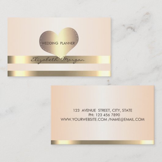 Elegant stijlvol, modern Gold Stripes, hart Visitekaartje (Voorkant / Achterkant)