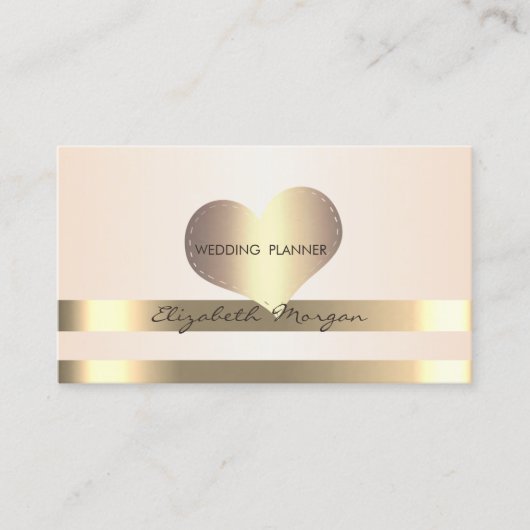 Elegant stijlvol, modern Gold Stripes, hart Visitekaartje (Voorkant)