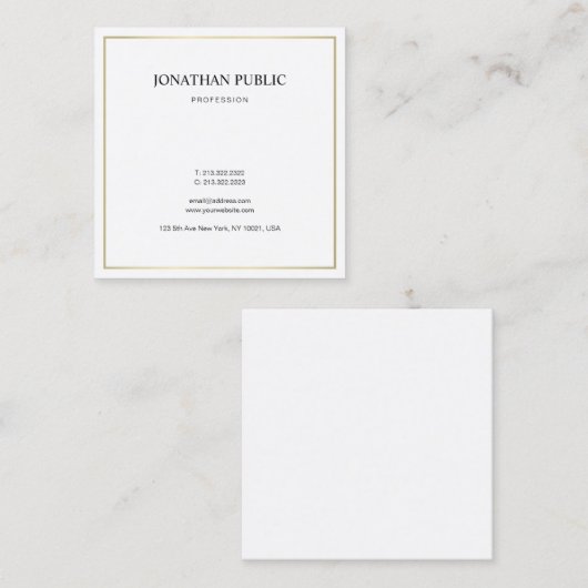 Elegant, stijlvol, modern, goudvormig design vierkante visitekaartje (Voorkant / Achterkant)