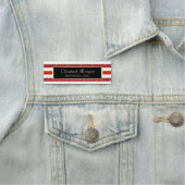 Elegant stijlvol, modern, Lijst, rode strepen Naamplaatje (In situ)