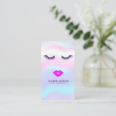Elegant Stijlvol Modern, Lips, Lashes Holographic Visitekaartje (Staand voorkant)