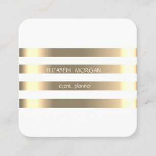 Elegant Stijlvol Modern Nepgoud Gestreepte, Witte Vierkante Visitekaartje