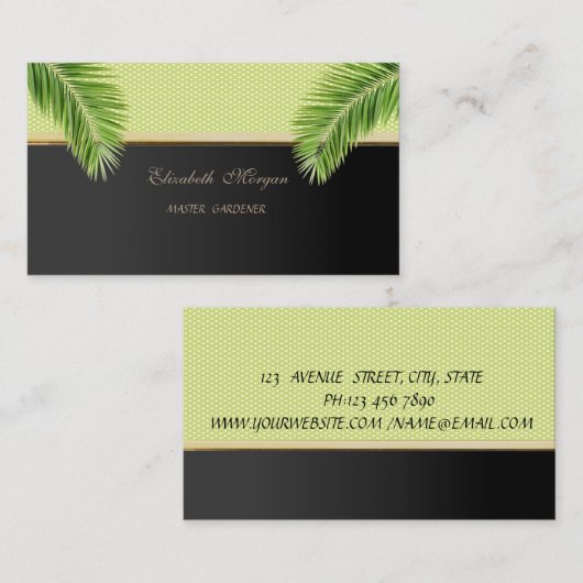 Elegant Stijlvol Modern, Polka Dots, Palm Leaves Visitekaartje (Voorkant / Achterkant)