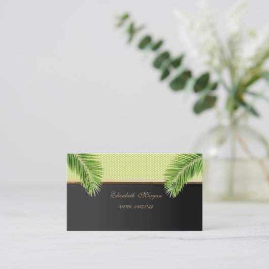 Elegant Stijlvol Modern, Polka Dots, Palm Leaves Visitekaartje (Staand voorkant)