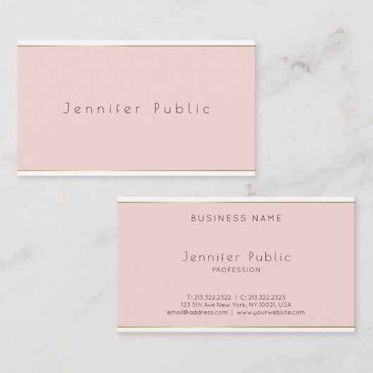 Elegant, stijlvol, modern, roze, witte luxe visitekaartje (Voorkant / Achterkant)