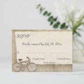 Elegant stijlvol modern Rustic Wood fietser Wedden RSVP Kaartje (Staand voorkant)