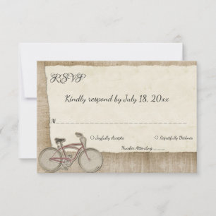 Elegant stijlvol modern Rustic Wood fietser Wedden RSVP Kaartje