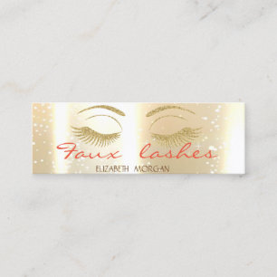 Elegant Stijlvol Modern Shinny, Gold, Faux Lashes Mini Visitekaartje