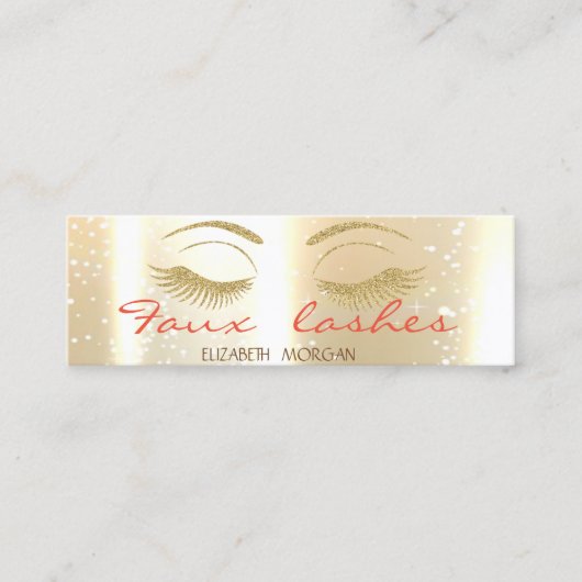 Elegant Stijlvol Modern Shinny, Gold, Faux Lashes Mini Visitekaartje (Voorkant)