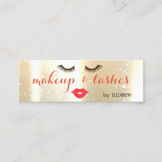 Elegant Stijlvol Modern Shinny, Lips, Lashes, Make Mini Visitekaartje (Voorkant)