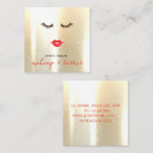 Elegant Stijlvol Modern Shinny, Lips, Lashes, Make Vierkante Visitekaartje (Voorkant / Achterkant)