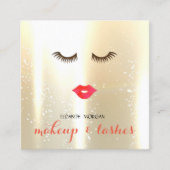 Elegant Stijlvol Modern Shinny, Lips, Lashes, Make Vierkante Visitekaartje (Voorkant)
