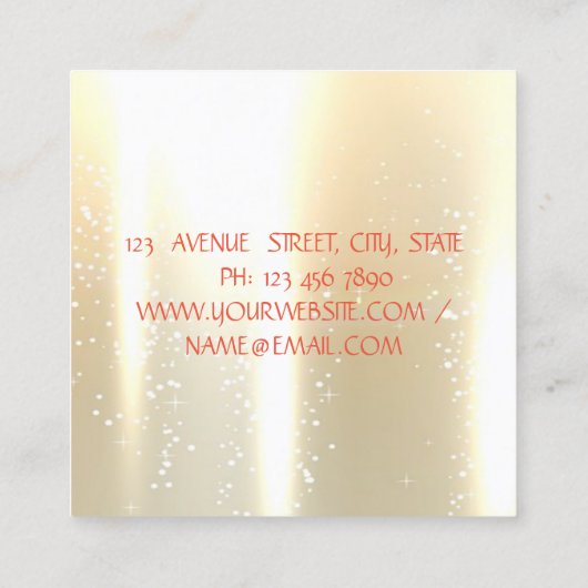 Elegant Stijlvol Modern Shinny, Lips, Lashes, Make Vierkante Visitekaartje (Achterkant)