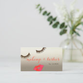 Elegant Stijlvol Modern Shinny, Lips, Lashes, Make Visitekaartje (Staand voorkant)