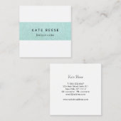 Elegant stijlvol modern Turquoise Linen Stripe Vierkante Visitekaartje (Voorkant / Achterkant)