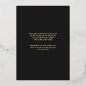 Elegant stijlvol, modern zwart Bar Mitzvah Real Go Folie Uitnodiging (Achterkant)