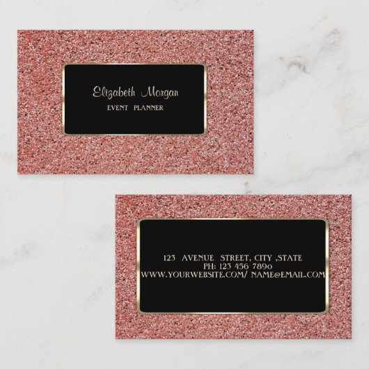 Elegant stijlvol, modern, zwart Lijst, rode marmer Visitekaartje (Voorkant / Achterkant)