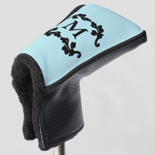 Elegant stijlvol monogram damast motief golfheadcover (3/4 voorkant)