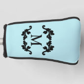 Elegant stijlvol monogram damast motief golfheadcover (Voorkant)