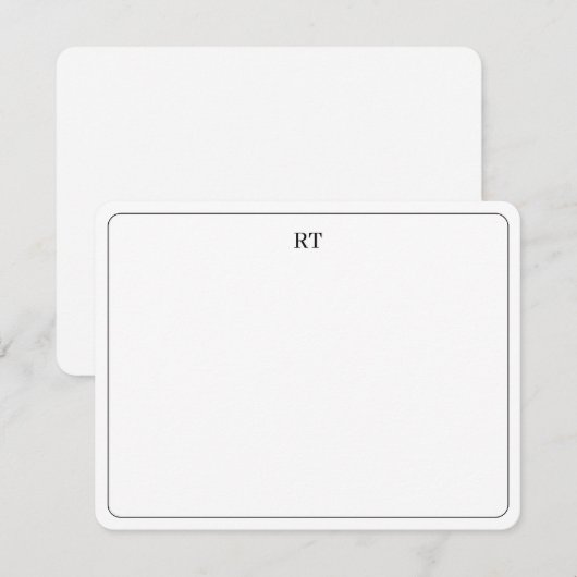 Elegant stijlvol monogram Initialen Modern Lijst Notitiekaartje (Voorkant / Achterkant)