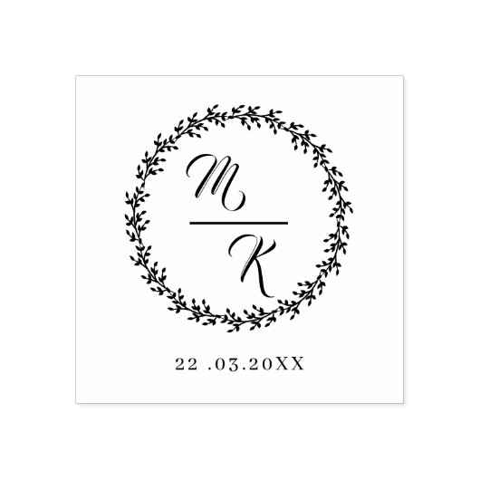 Elegant, stijlvol monogram krans rubberstempel (Afrduk)