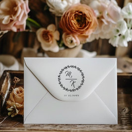 Elegant, stijlvol monogram krans rubberstempel