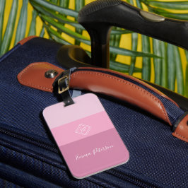 Elegant Stijlvol Monogram Script Naam Roze Bagagelabel