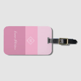 Elegant Stijlvol Monogram Script Naam Roze Bagagelabel