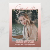 Elegant Stijlvol Ombre Coral Blush Pink Afstuderen Aankondiging (Voorkant)