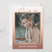 Elegant Stijlvol Ombre Coral Blush Pink Afstuderen Aankondiging (Voorkant)