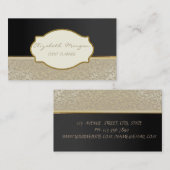 Elegant stijlvol ontwerp, Damask, Black, Lijst Visitekaartje (Voorkant / Achterkant)
