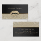Elegant stijlvol ontwerp, Damask, Black, Lips Visitekaartje (Voorkant / Achterkant)