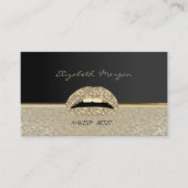 Elegant stijlvol ontwerp, Damask, Black, Lips Visitekaartje (Voorkant)